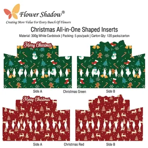 Waterproof Christmas flower bouquet shaping paper in festive red and green patterns