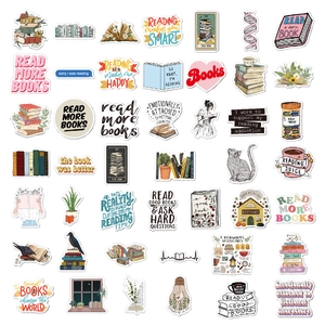 100-pack waterproof vinyl reading stickers featuring colorful book illustrations and quotes