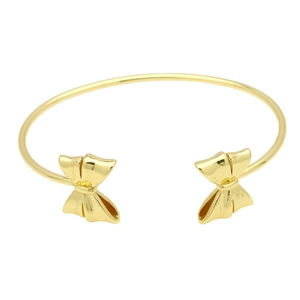 Elegant 18k gold plated butterfly bow open cuff bracelet with minimalist polished finish