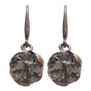 Boucles d'oreilles pendantes géométriques rétro avec cristaux gris foncé scintillants
