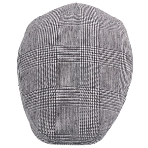 Classic black and white checkered flat cap for men with premium wool blend texture