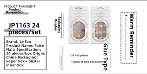 French ballet ombre press-on nail kit with 24 pieces blue and white tips and glue