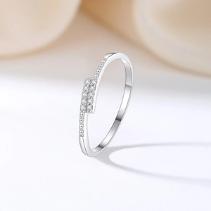 S925 sterling silver double-row zircon ring with elegant minimalist sparkling stones