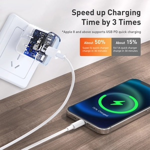 Professional 20W PD USB-C fast charger with transparent casing for Apple iPhone series