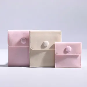 Velvet Jewelry Pouch Snap Button Closure Small Jewelry Storage Bag For Rings Earrings Necklaces Packaging Gift Bag