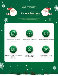 Detail showing static cling feature and double-sided color for Christmas window decals