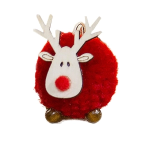 Christmas reindeer pendant decoration made of red felt wool balls and white antlers