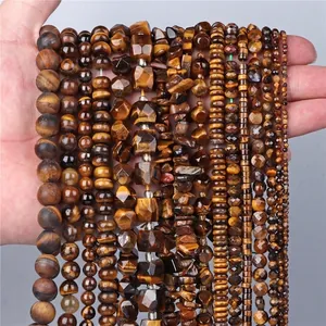 Natural Tiger Eye Stone Loose Beads For DIY Jewelry Making Bracelet Necklace Round Faceted Star Shape Crafting