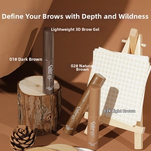 Waterproof eyebrow gel set with dark, natural, and light brown shades for 3D look