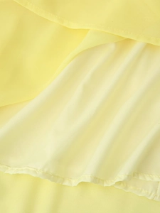 Slim fit yellow bodycon dress in premium chiffon fabric showing sewing details and inner lining