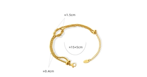 Detail of gold braided chain bracelet with 15+5cm adjustable length and K18 engraving