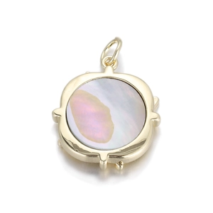 Pendentif doré raffiné avec incrustation en nacre naturelle et cadre métallique élégant