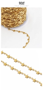 Detailed view of 18k gold plated stainless steel star chain for DIY jewelry making