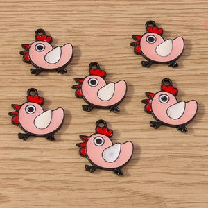 DIY colorful chicken charms for earrings and keychains with metal enamel finish