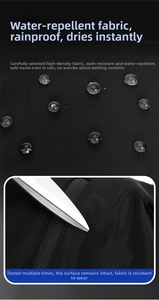 Close-up of waterproof Oxford fabric showing water droplets and scratch resistance test