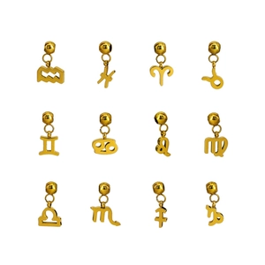 Set of 12 gold-plated stainless steel zodiac sign pendants for DIY jewelry making