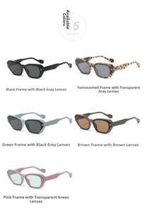 Fashionable polygon sunglasses collection in five diverse frame and lens colors