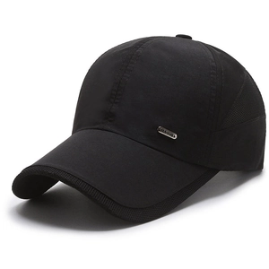 Men's breathable mesh baseball cap in black quick-dry fabric for outdoor sports