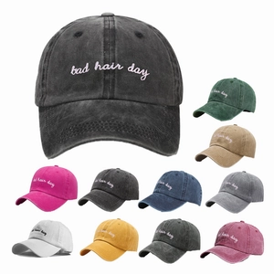 Baseball Cap Washed Cotton Embroidered Bad Hair Day Ponytail Hole Adjustable Outdoor Sun Hat Vintage Casual