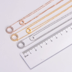 Detailed comparison of 18K gold-plated double-loop necklaces with 1.2cm zircon pendants