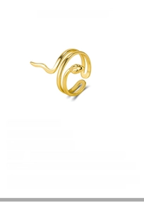 Macro shot of S925 sterling silver stamp on the inner band of a golden snake ring