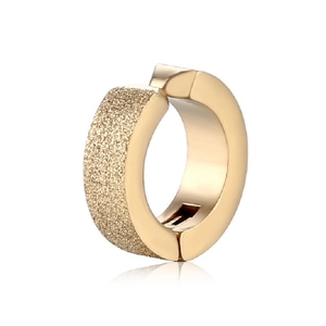 Punk style matte and polished gold titanium steel clip-on earring for non-pierced ears