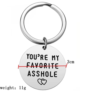 Titanium steel keychain with favorite asshole engraving 3cm diameter 11g weight