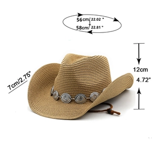 Classico cappello da cowboy in paglia con accenti d'argento e sottogola