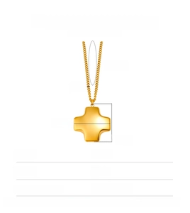Detailed size parameters of 18K gold stainless steel hollow cross pendant with link chain