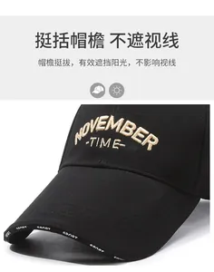Detailed close-up of 3D letter embroidery and breathable cotton twill on a baseball cap