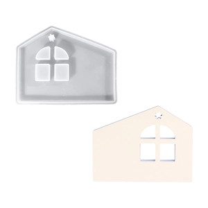Molde de silicona detallado con forma de casa con ventanas y estrella para resina DIY