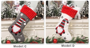 Détails des chaussettes de Noël gnome en tricot doux avec des broderies festives