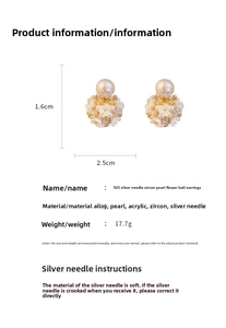 Détail des boucles d'oreilles fleur en perles avec dimensions et spécifications du matériau