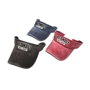Three washed cotton sun visors with vintage Key West embroidery in black, blue and red