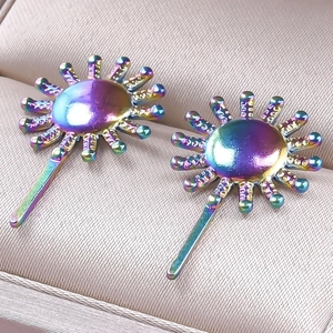 Macro shot of iridescent sunflower metal hair clips on a premium jewelry box