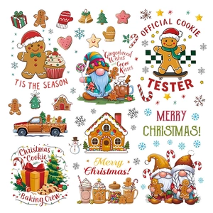 Christmas gnome and gingerbread man PVC window stickers set for festive holiday decoration