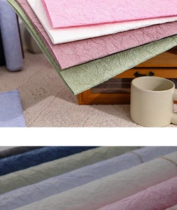 Detailed texture of multi-color wrinkled paper for handmade gift and flower wrapping