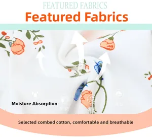 Close-up of breathable floral combed cotton fabric for girls' clothing set