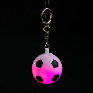 Luminous football keychain with pink LED light and classic pattern for backpacks