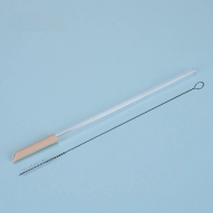 Reusable Tritan straw set with milk tea color silicone tip and metal cleaning brush