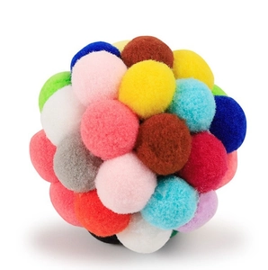 Balle colorée en peluche pour chat avec microfibres douces et clochette élastique
