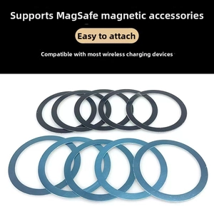 Universal magnetic metal ring sticker for MagSafe wireless charging in black and blue