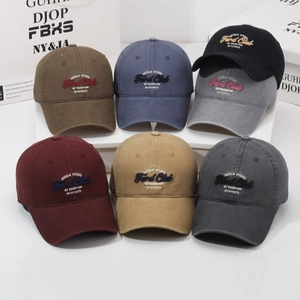Retro washed cotton baseball caps with vintage embroidery in six stylish colors
