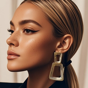 Geometric Trapezoid Drop Earrings For Women Gold Plated Iron Metal Textured Large Statement Dangle Earrings Fashion Jewelry