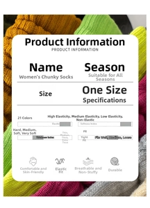 Detaillierte Produktspezifikationen für Baumwoll-Strickstulpen in 21 bunten Farben