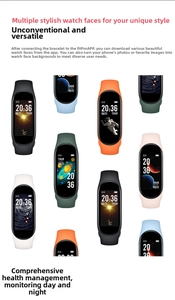 Smart watch with colorful silicone straps and customizable digital watch faces display