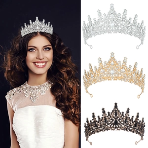 Luxury Bridal Crown Tiara Alloy Rhinestone Crystal Baroque Gothic Vintage Wedding Party Pageant Accessories For Women