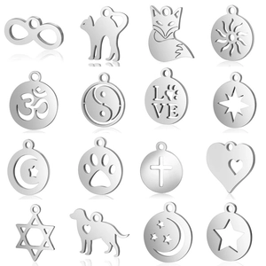 Stainless Steel Pendants Charms Heart Sun Yoga Moon Animal Yin Yang For DIY Jewelry Making