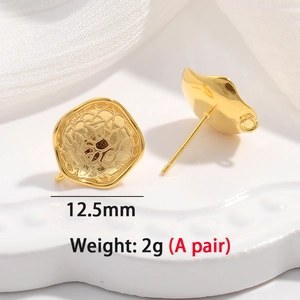 Irregular hollow petal S925 sterling silver stud earrings in gold with 12.5mm size