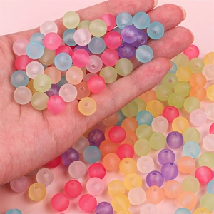 Frosted acrylic round beads in pastel colors for DIY jewelry making and handmade crafts